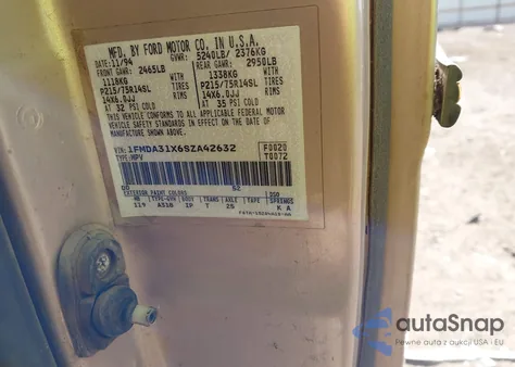 1995 Ford Aerostar from USA, damaged, VIN 1FMDA31X6SZA42632